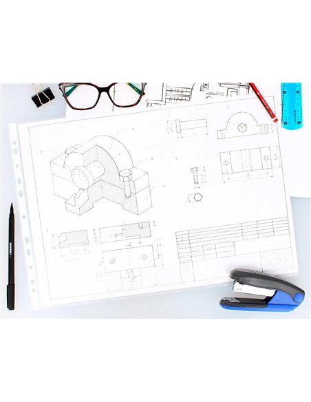 Pochette q-connect polypropylène lisse 8/100e perforée a3 plié ou a4 297x420mm sachet 10 unités.