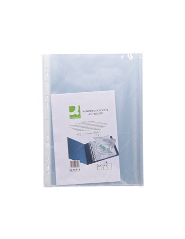 Pochette q-connect polypropylène lisse 8/100e perforée a3 plié ou a4 297x420mm sachet 10 unités.
