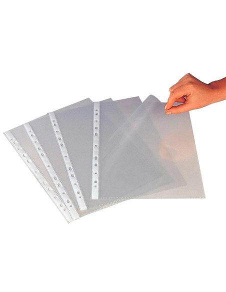 Pochette q-connect polypropylène lisse 8/100e perforée a3 plié ou a4 297x420mm sachet 10 unités.