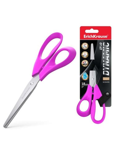 Ciseaux Erichkrause Dynamic 18 cm en acier inoxydable pour gaucher - Double affûtage - Résistants à la corrosion - Poignées ergo