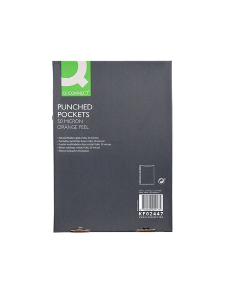 Pochette q-connect perforee folio 50 mc graine boite 100 unites.