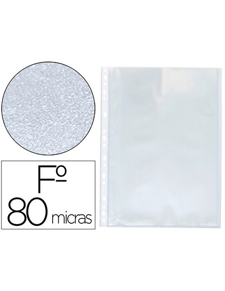 Pochette q-connect polypropylene graine perforee folio 80 mc boite 100 unites.