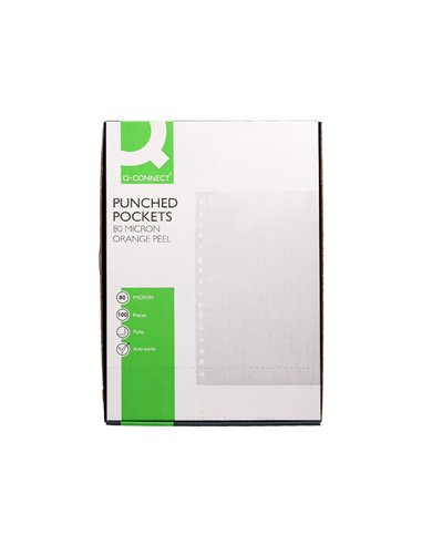 Pochette q-connect polypropylene graine perforee folio 80 mc boite 100 unites.