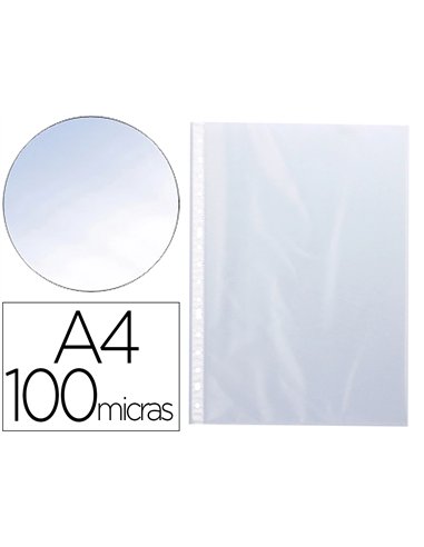 Pochette q-connect polypropylène lisse 10/100e eco perforée antistatique a4 210x297mm sachet 100 unités.