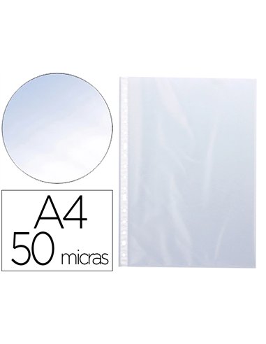 Pochette q-connect polyproylène lisse 5/100e perforée cristal antistatique a4 210x297mm sachet 100 unités.