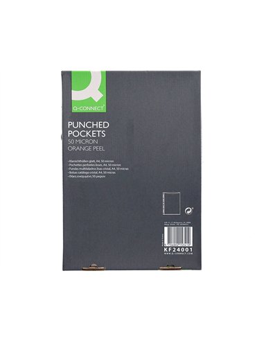 Pochette q-connect polypropylène grainé 5/100e perforée antistatique a4 210x297mm boîte 100 unités.