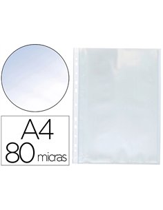 Pochette q-connect polypropylène lisse 8/100e perforée cristal antistatique a4 210x297mm sachet 100 unites.