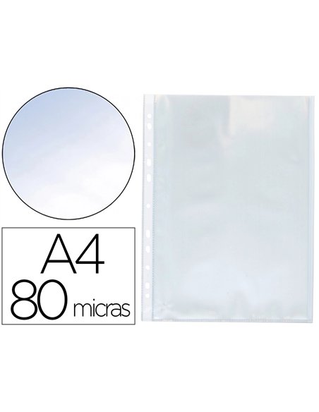 Pochette q-connect polypropylène lisse 8/100e perforée cristal antistatique a4 210x297mm sachet 100 unites.
