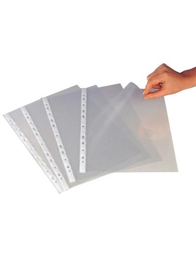 Pochette q-connect polypropylène lisse 8/100e perforée cristal antistatique a4 210x297mm sachet 100 unites.