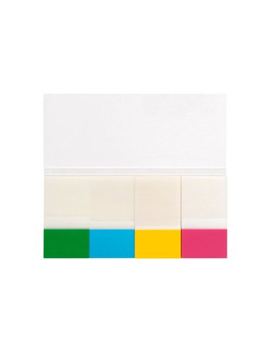 Marque-pages q-connect 25x45mm 160f repositionnable 4 coloris transparents pack 4x40.