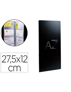 Porte-cartes de visite apli polypropylène rigide indéchirable 27,5x12cm capacité 160 cartes coloris noir.