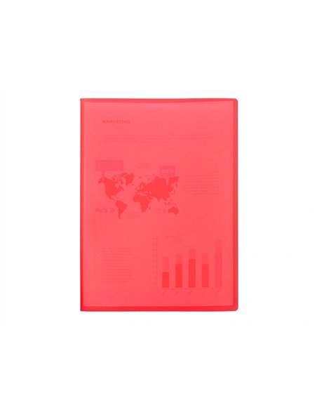 Protege-documents liderpapel 40 pochettes pp din a3 coloris rouge translucide.