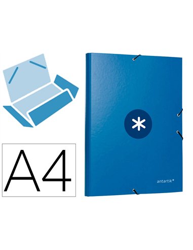 Chemise antartik carton remborde a4+ 3 rabats elastique coloris bleu marine.
