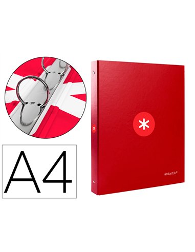 Classeur antartik 4 anneaux ronds 25mm a4 carton remborde coloris framboise.