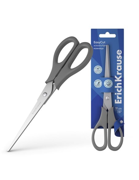 Ciseaux ErichKrause EasyCut en acier inoxydable 19 cm - Double affûtage avancé - Couleurs assorties aléatoires