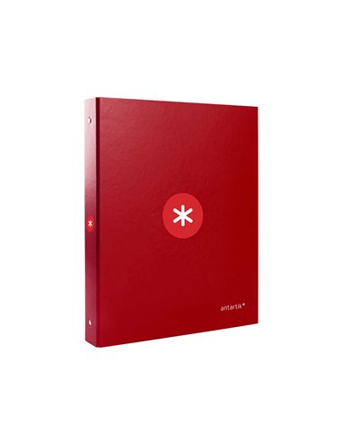 Classeur antartik 4 anneaux ronds 25mm a4 carton remborde coloris framboise.