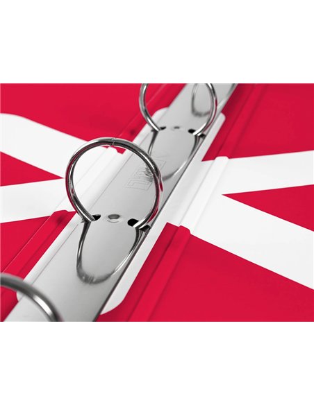 Classeur antartik 4 anneaux ronds 25mm a4 carton remborde coloris framboise.