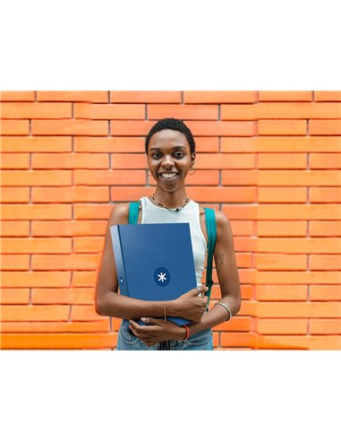 Classeur antartik 4 anneaux ronds 25mm a4 carton remborde coloris bleu marine.