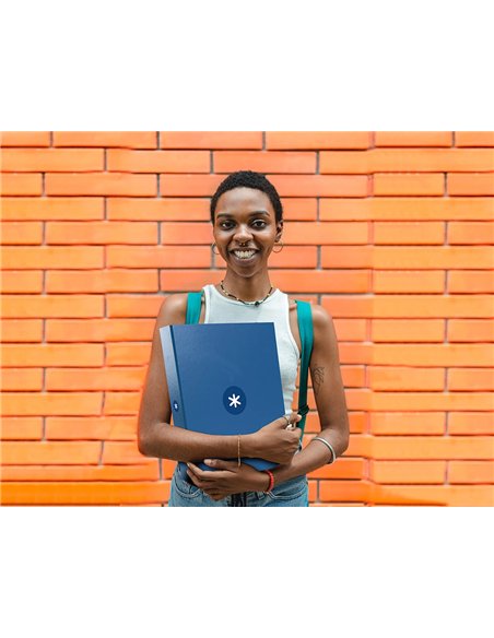 Classeur antartik 4 anneaux ronds 25mm a4 carton remborde coloris bleu marine.