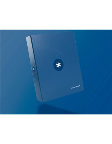 Classeur antartik 4 anneaux ronds 25mm a4 carton remborde coloris bleu marine.