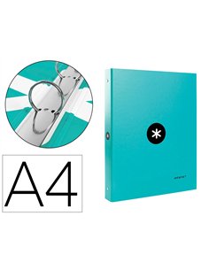 Classeur antartik 4 anneaux ronds 25mm a4 carton rembordé coloris menthe.