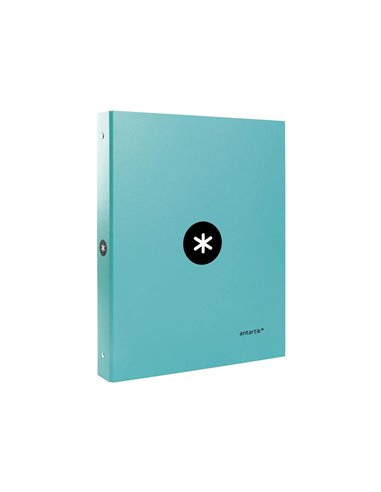 Classeur antartik 4 anneaux ronds 25mm a4 carton rembordé coloris menthe.