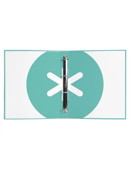 Classeur antartik 4 anneaux ronds 25mm a4 carton rembordé coloris menthe.