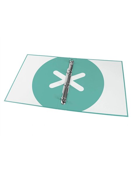 Classeur antartik 4 anneaux ronds 25mm a4 carton rembordé coloris menthe.