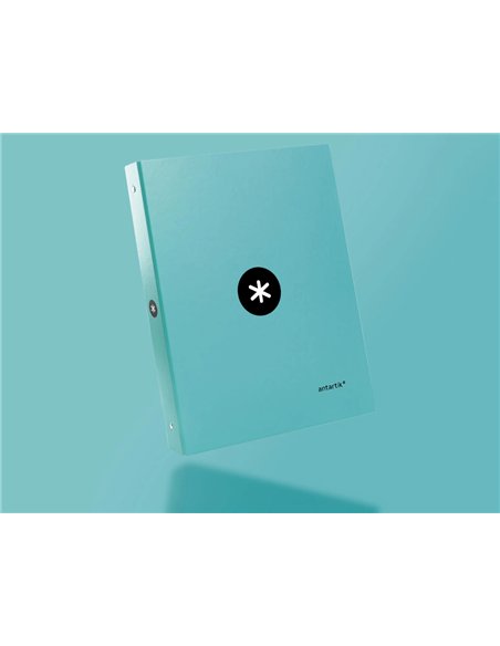 Classeur antartik 4 anneaux ronds 25mm a4 carton rembordé coloris menthe.