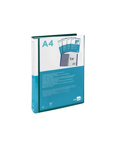 Protege-docs liderpapel kangourou personnalisable polypro 20 pochettes fixes a4 210x297mm vert translucide.
