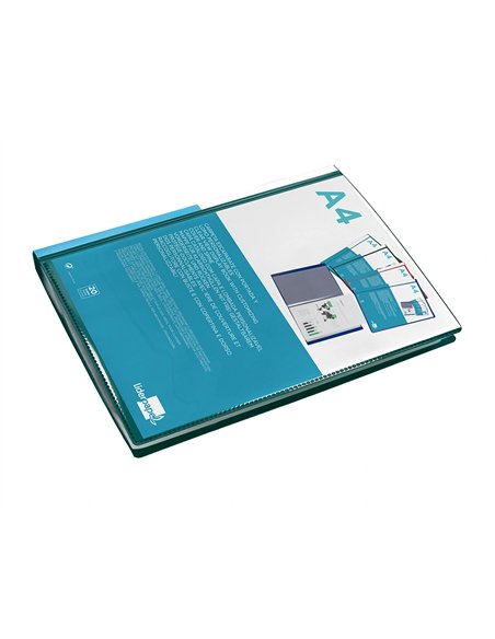 Protege-docs liderpapel kangourou personnalisable polypro 20 pochettes fixes a4 210x297mm vert translucide.