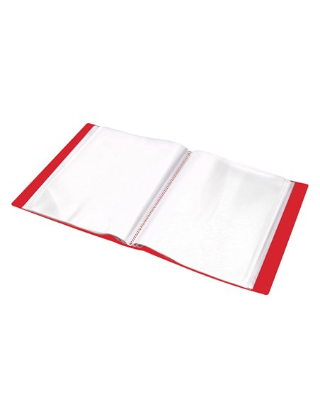 Protege-docs liderpapel kangourou personnalisable polypro 20 pochettes fixes a4 210x297mm rouge translucide.