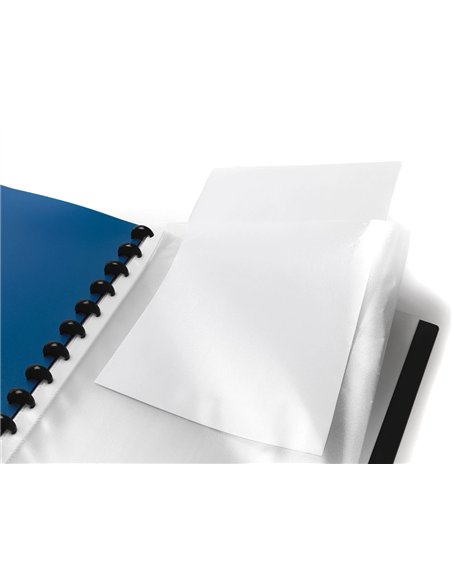 Protege-documents liderpapel personnalisable kangourou 40 pochettes amovibles 5 intercalaires a4 bleu.