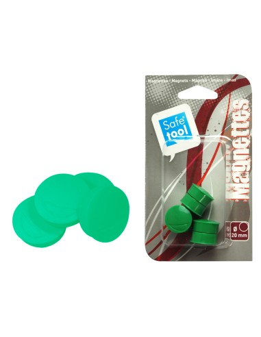 Aimant safetool rond afficher signaler diamètre 25mm coloris vert blister 5 unités