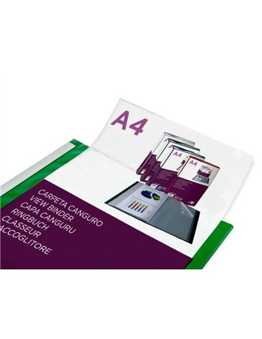 Protege-documents liderpapel personnalisable kangourou polypropylene 10 pochettes fixes a4 coloris vert.