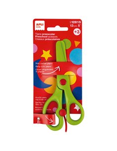 Ciseaux ergonomiques préscolaires Apli Kids 13 cm - Ouverture facile grâce à un ressort - Lames en plastique - Pointe arrondie -