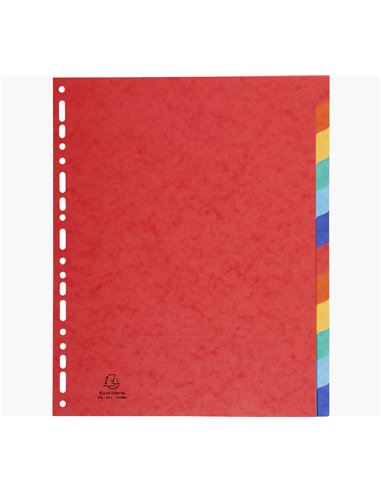 Intercalaires exacompta carte lustrée rigide format a4+ 24,5x29,7cm 12 positions coloris assortis.