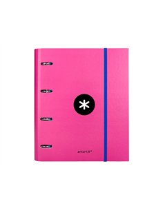 Classeur antartik 4 anneaux ronds 40mm a4 carton remborde feuillets mobiles quadrillage 5mm coloris rose. 2