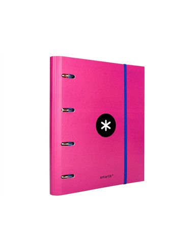 Classeur antartik 4 anneaux ronds 40mm a4 carton remborde feuillets mobiles quadrillage 5mm coloris rose.