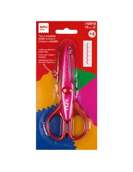 Ciseaux dentelés créatifs Apli 13 cm - Pointe arrondie - Ergonomiques pour personnes ambidextres - Coupe tous types de matériaux
