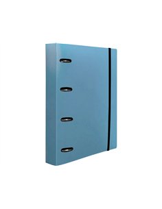 Classeur liderpapel 4 anneaux en d 25mm a4 polypropylene feuillets mobiles 100f 5x5mm coloris bleu ciel. 2