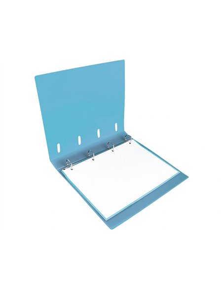 Classeur liderpapel 4 anneaux en d 25mm a4 polypropylene feuillets mobiles 100f 5x5mm coloris bleu ciel.