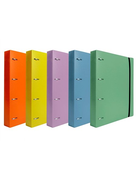 Classeur liderpapel 4 anneaux en d 25mm a4 polypropylene feuillets mobiles 100f 5x5mm coloris bleu ciel.