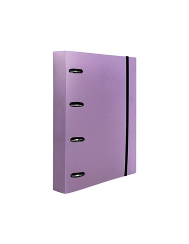 Classeur liderpapel 4 anneaux en d 25mm a4 polypropylene feuillets mobiles 100f 5x5mm coloris lavande.