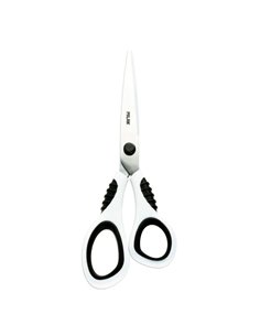 Ciseaux de bureau Milan avec lame en acier inoxydable - Manche ergonomique en plastique blanc - Longueur 20,5 cm - Blanc