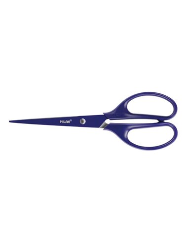 Ciseaux de bureau Milan Acid avec lame en acier inoxydable - Manche symétrique en plastique - Longueur 17 cm - Couleur bleue