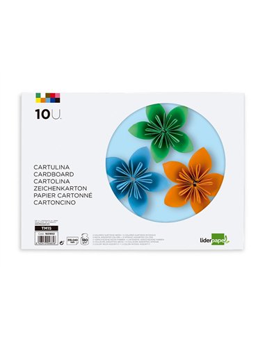 Bloc papier dessin liderpapel 240x315mm 180g/m2 10f 5 coloris neon + 5 coloris intenses assortis.