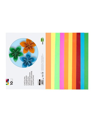 Bloc papier dessin liderpapel 240x315mm 180g/m2 10f 5 coloris neon + 5 coloris intenses assortis.