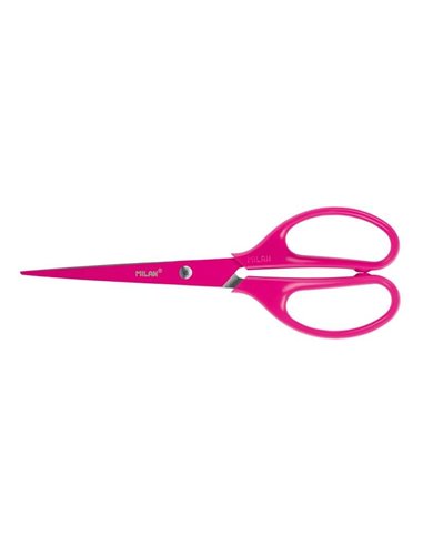 Ciseaux de bureau Milan Acid avec lame en acier inoxydable - Manche symétrique en plastique - Longueur 17 cm - Rose