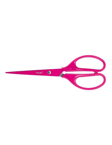 Ciseaux de bureau Milan Acid avec lame en acier inoxydable - Manche symétrique en plastique - Longueur 17 cm - Rose